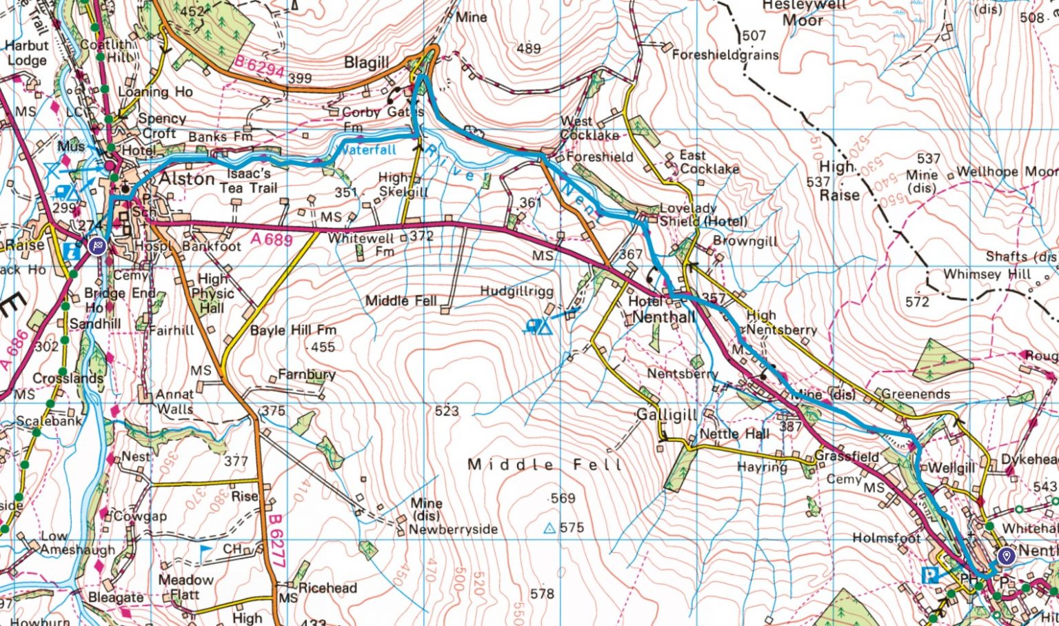 Nenthead To Alston Map Isaac S Tea Trail